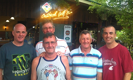 Friday winners (from the left): Andy Butterworth, Bob St Aubin (at the back), Dennis Pelly, Ian Hart and David Dunstan. 