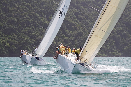 Jing Jing, right, won IRC Racing I at 2012 Cape Panwa Hotel Phuket Raceweek. (Photo byMia Gillow/ Cape Panwa Hotel Phuket Raceweek) 
