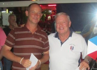 A Flight winner Jim Cleaver, left, with PSC Golf Chairman Joe Mooneyham.