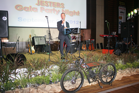 Lewis [Woody] Underwood, chairman of Jesters Care for Kids, gives a brief speech to thank all for their attendance and highlight some of work carried out by the group.