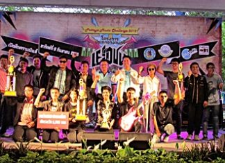 Winners and runners-up pose with officials at the Pattaya Music Challenge 2012.
