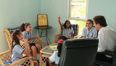 Yr 6 students had the chance to interview Dr Tasker, the new GIS principal.