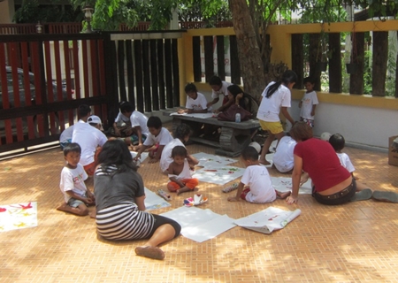 Budding artists learn their trade.