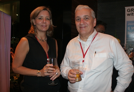 Judy Benn (Executive Director of AmCham) and David R. Nardone (president & CEO of Hemaraj Land and Development PCL) take a little respite from the rat race.