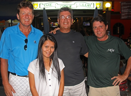 Hans Lemstra, Pim, John Pierrel and Mark Wood celebrate back at the club. 