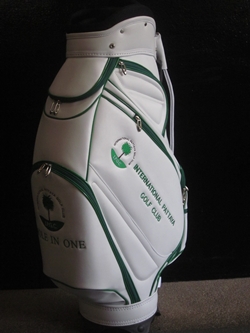 A prize golf bag presented by The Haven to Seppo for his Hole-in-One.