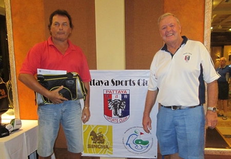 A Flight winner Thierry Petrement, left, with Golf Chairman, Joe Mooneyham.