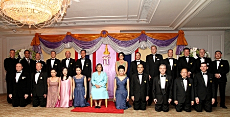 HRH Princess Maha Chakri Sirindhorn presided over the Bangkok Chefs Charity and Gala Dinner 2012 held at the Royal Ballroom of the Mandarin Oriental, Bangkok recently. Proceeds of the dinner are designated to help the Border Patrol Police schools under Her Royal Patronage as well as for the underprivileged school children in northern Thailand.  General managers and executive chefs from twenty-one of Thailand’s most prestigious hotels and Thai Airways International were selected to prepare a grand feast for the charitable cause. Two Dusit International hotels were among the participants - Dusit Thani Bangkok and Dusit Thani Pattaya, the latter whose general manager Chatchawal Supachayanont (front row 2nd right) attended with the hotel’s executive chef Adrian W. O’Herlihy.