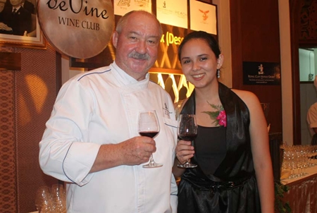 Executive Chef ‘Uncle’ Walter Thenisch keeps a watchful eye over the charming Victoria Arnold, PR & Marketing Communications Manager, Royal Cliff Hotels Group.