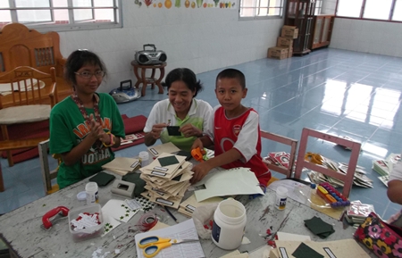 Children and staff make Christmas Cards to send all over the world. 