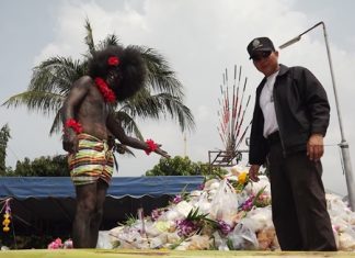 The food used in the ceremony is distributed to local villagers, known as the Ching Pret ceremony.