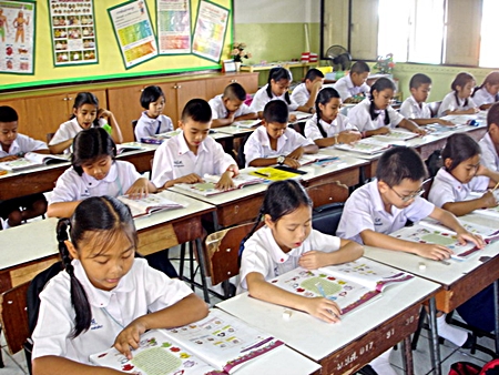 Children participate in Pattaya’s youth literacy program, which has been showing improvements each year since its inception. 