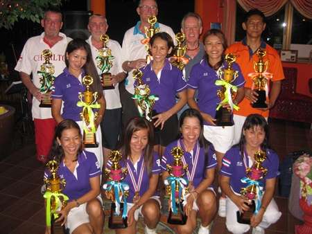 Tournament winners proudly show off their trophies at the conclusion of the event. 