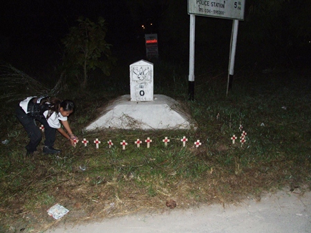 05.30am and the riders lay their Poppy Crosses at the start point.