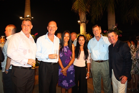 (L to R) Joe Cox, MD of Defence International Security Services, Stuart and Renu McKenzie, Joy Hughes, Rod McNeil from RodMcNeil.TV and Paul Strachan.