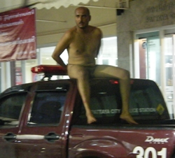 Faisal Alrashidi refuses to go quietly while police arrest him for indecent exposure. 