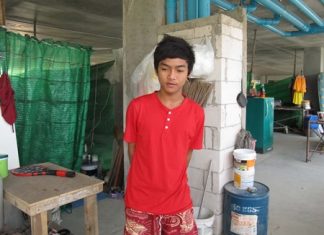 Pattaya Mail caught up with the new multi-millionaire’s nephew Adisak Thundee, 16, at the construction camp where they live. No doubt they will soon reside in more elaborate surroundings.