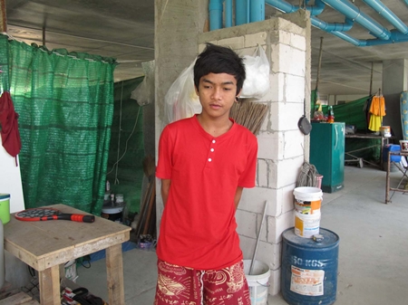 Pattaya Mail caught up with the new multi-millionaire’s nephew Adisak Thundee, 16, at the construction camp where they live.  No doubt they will soon reside in more elaborate surroundings. 
