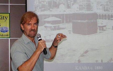 Author and publisher John Elray speaks to PCEC members & guests about his historical novel ‘Khalifah’, telling the story of how the son of Muhammad’s archenemy took control of the Muslim empire in the 7th Century. 