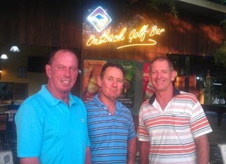 Wednesday podium placers: Paul Bourke (left), Jim Peachey and Greg Hill.