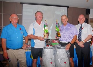 Tournament winners Matt Doyle and Kevin McEntee with the Chairman and President.