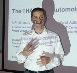 Dr. Roger Moser gives his presentation at the November meeting of the Automotive Focus Group.