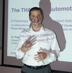Dr. Roger Moser gives his presentation at the November meeting of the Automotive Focus Group. 