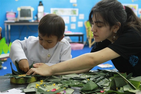 IB students man the teddy bear stall.