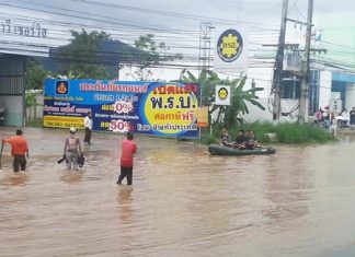 Flooding in this area of Sattahip caused cancellation of their Loy Krathong festivities this year.
