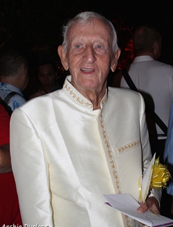 Archie Dunlop celebrates his 90th birthday with friends.