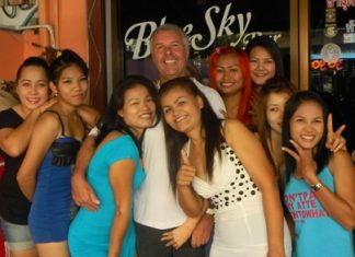 ‘Michelle’ Chatt celebrates at Blue Sky Bar.