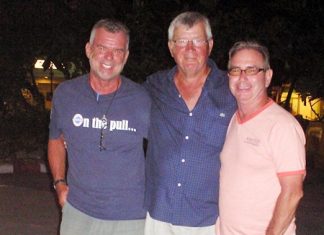 Divisional winners at Plutaluang on Wednesday: Dennis Scougall, Mauri Frimam and Adrian Shelley.