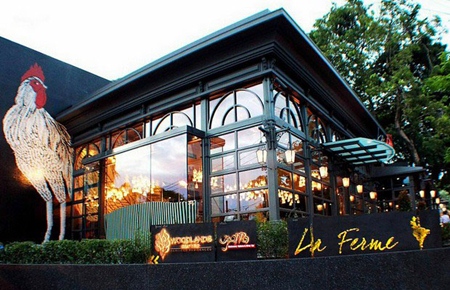 La Ferme French restaurant attached to the Woodlands Resort. 