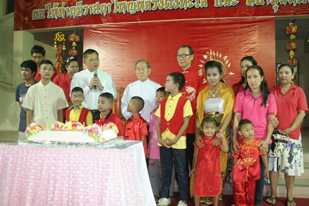 Bishop Silvio (center, with mic) thanks everyone for attending this occasion.