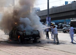 Firefighters took 30 minutes to extinguish the blaze.