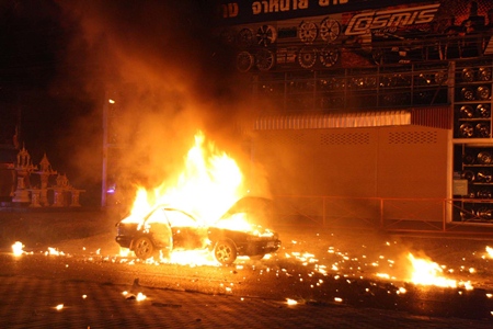 After 10 minutes of firefighters battling the blaze, the remaining fuel in the 50-liter tank exploded.