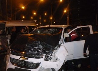 Rescue crews tend to the injured after a 2 vehicle pileup left 5 people hurt.