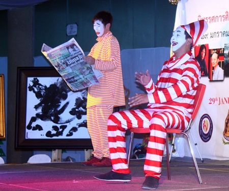 Clowns perform during the press conference announcing the upcoming Royal Exhibition Honoring HM the King.