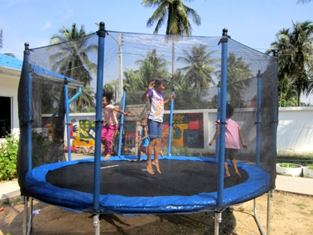 A strong trampoline for safety.