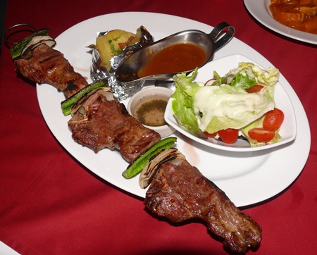 The brochettes are more like swords than skewers.