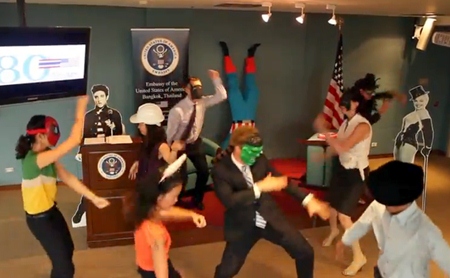 US Embassy staff in Bangkok perform the Harlem Shake.