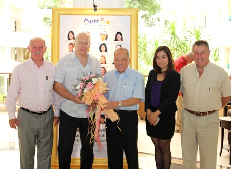 Chatchawal Supachayanont (center), GM of Dusit Thani Pattaya welcomes officials from Pentangle Promotions, led by Geoffrey Rowe (2nd left) as they pose in front of the ‘Hall of Fame’ of the WTA players who participated in this year’s PTT Pattaya held at the hotel recently. The tournament is one of the longest running events on the Women’s Tennis Association (WTA) tour following directly on from the Australian Open. Dusit Thani Pattaya has been the official hotel to the prestigious tournament since its inception in Pattaya twenty two years ago. The 2010 Open was voted as ‘Tournament of the Year’ by the players citing the wonderful adventures they experienced in Pattaya as well as the welcoming reception provided by the staff and management of the hotel.