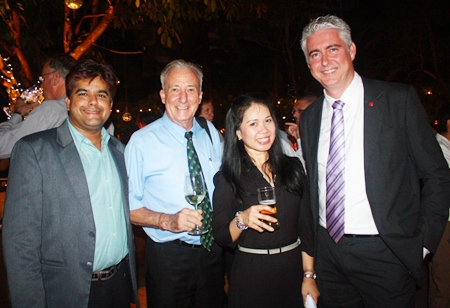 (L to R) Tony Malhotra, Deputy Managing Director, Pattaya Mail Media Group; Dr. Iain Corness; Dueanpen Thongsombat, Assistant Director of Sales; and Brendan Daly, GM of Amari Orchid Pattaya.