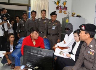 Alleged serial rapist Petty Officer 1st Class Anek Duangfoong (seated, center) has been arrested.