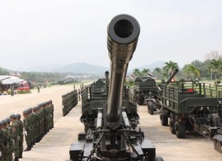 The Royal Thai Navy’s Air and Coastal Defense Command parades its anti-aircraft weapons.