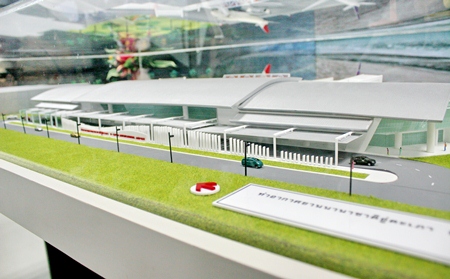 A model of the new terminal building at U-Tapao-Rayong Pattaya International Airport. This is a joint project of Pattaya City and the Royal Thai Navy to develop it into a full-fledged commercial airport.