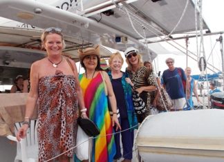 PILC members prepare for a great day aboard the catamaran Rhumba.