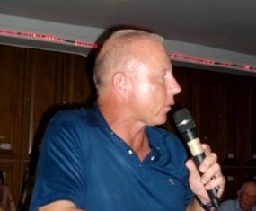 New Captain Jez Lees addresses the faithful.