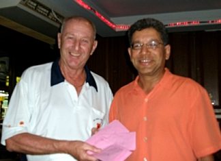 Sunday’s winner Ajit Amin (right) with Colin Davies.