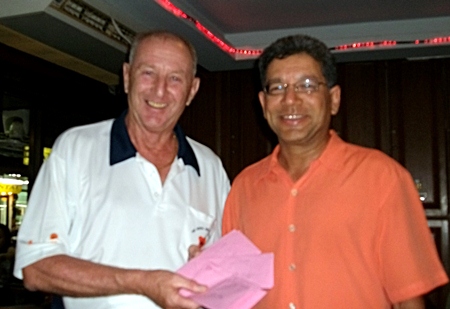 Sunday’s winner Ajit Amin (right) with Colin Davies.